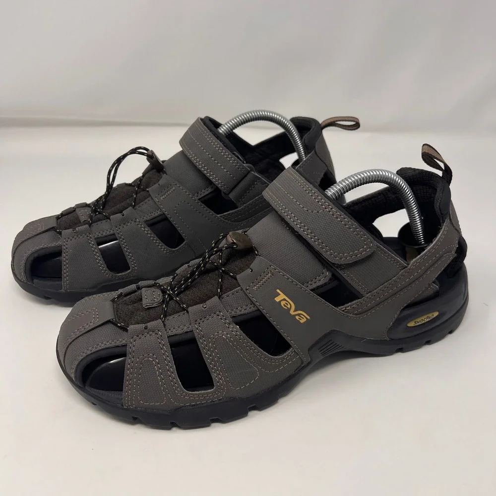Teva Forebay Sandals Mens 10 Grey Closed ShocPad Hiking Water Shoes 1001116 EUC